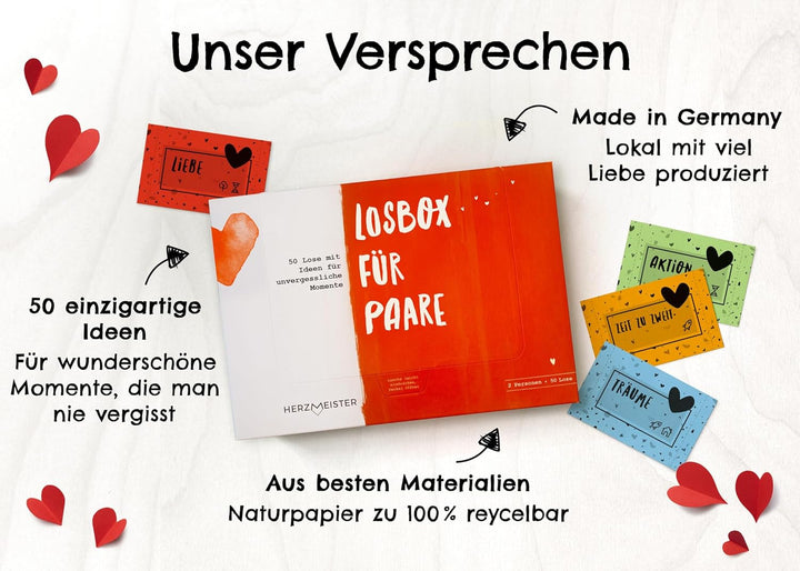 Losbox für Paare - Das Geschenk für unvergessliche Momente - 50 Lose mit Ideen für Spiel, Spass & vi