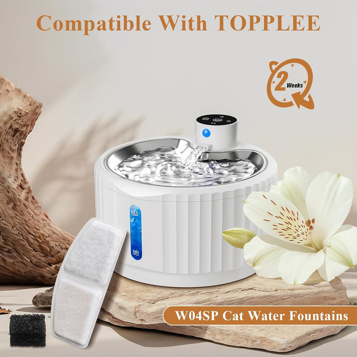 Teokantz 12 Stück Filter Katzenbrunnen + 12 Schaumstofffilters Kompatibel mit TOPPLEE ‎W04SP (Modell