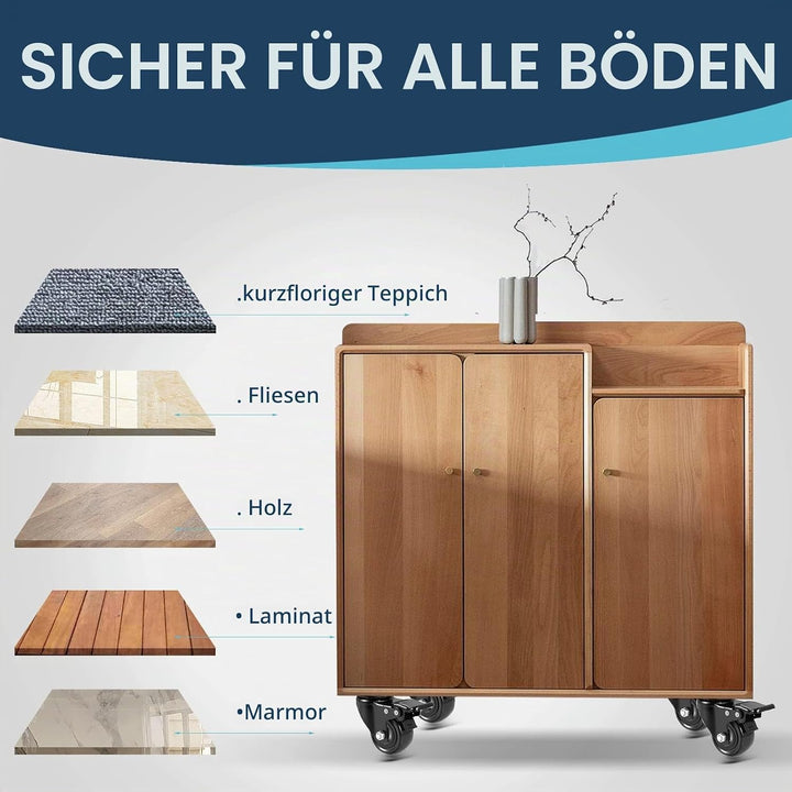 RRIUTO 50MM Möbelrollen mit Bremse, Schwerlastrollen Lenkrollen Transportrollen Doppel-Verriegelung