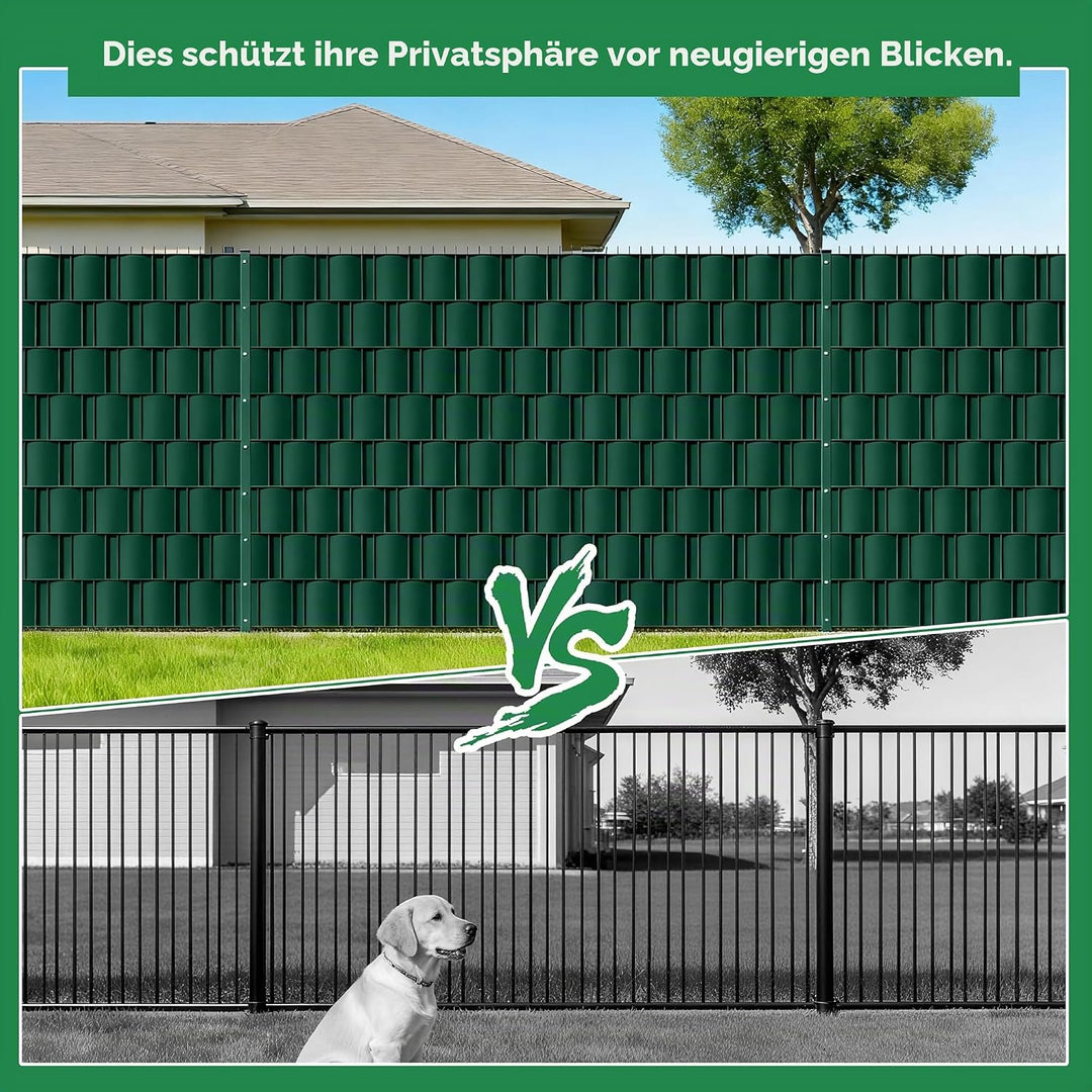 Sichtschutzstreifen für Doppelstabmatten, 26 m x 19 cm, RAL 6005 Grün, PP Premium sichtschutz zaun,