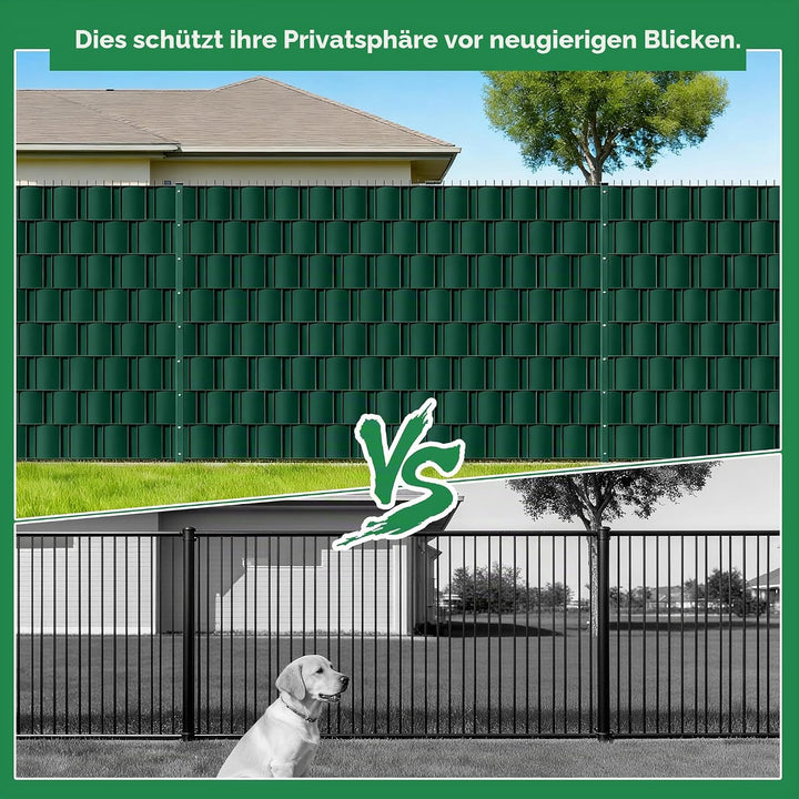 Sichtschutzstreifen für Doppelstabmatten, 26 m x 19 cm, RAL 6005 Grün, PP Premium sichtschutz zaun,