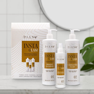 DIANA BEAUTY CREATIVE - Set INSTAGLAM für die Haar-Laminierung I Priming Shampoo I Laminierfluid I F