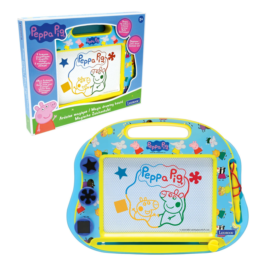 Lexibook, Peppa Pig, Mehrfarbige magische Schiefertafel, 3 Magnetstempel und Stift enthalten, Künstl