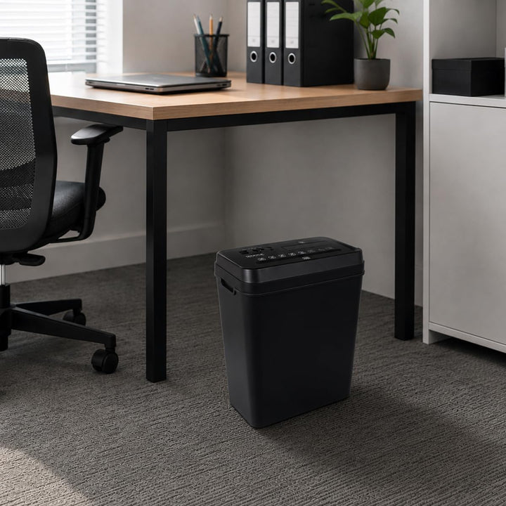 Office Products Aktenvernichter/für Papier CD/DVD / 10 Blätter Querschnitt/Behälter 14 l/Schwarz/Pap