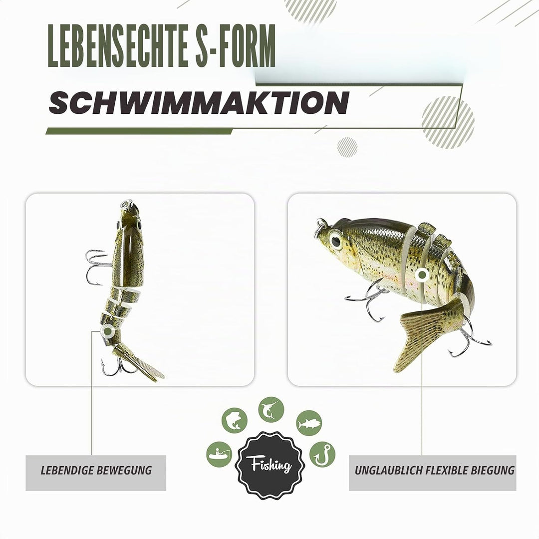 TRUSCEND Swimmax für Süss- und Salzwasser, Lebensechte Angelköder für Barsch, Forelle, Crappie, Zand