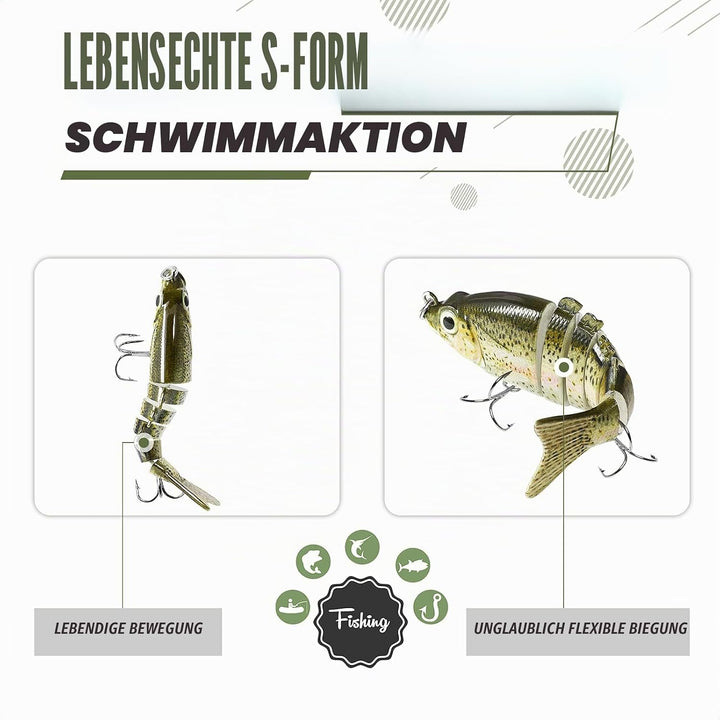 TRUSCEND Swimmax für Süss- und Salzwasser, Lebensechte Angelköder für Barsch, Forelle, Crappie, Zand