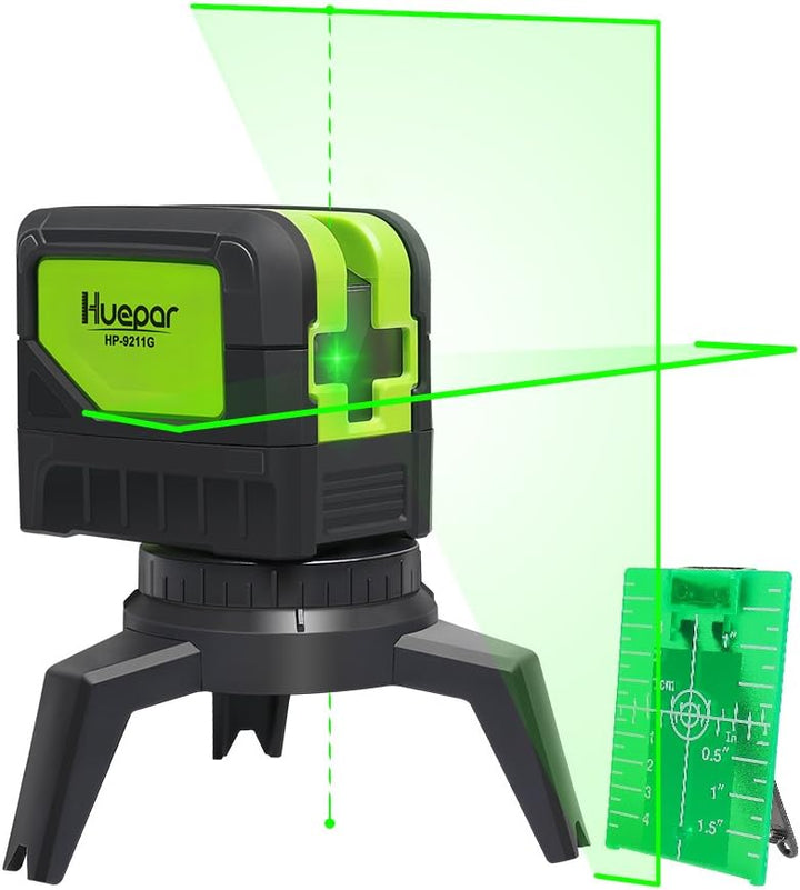 Huepar Kreuzlinienlaser Grün mit 2 Laserpunkte, DIY Linien Laser Selbstnivellierenden und Neigungsfu
