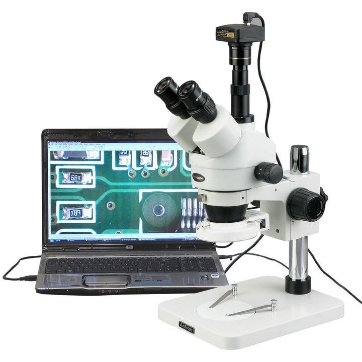 AmScope SM-1TSZZ-144S Inspektion Trinokulares Zoom Stereomikroskop mit 144-LED-Kompaktlicht, 3.5X-18