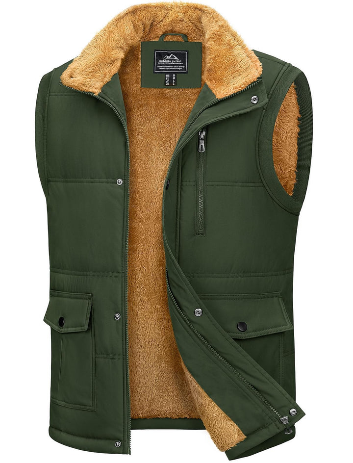 MAGCOMSEN Winterweste Herren Gefüttert Outdoor Weste Warme Fleeceweste Freizeit Ärmellos Jacke Therm
