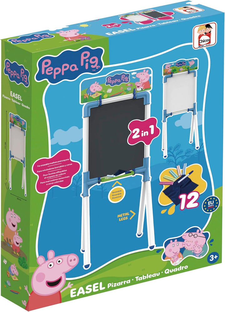 Chicos - Tafel Peppa Pig“ 2-in-1 | Geeignet für Filzstifte und Kreide | Mit Metallstaffelei. Inklusi