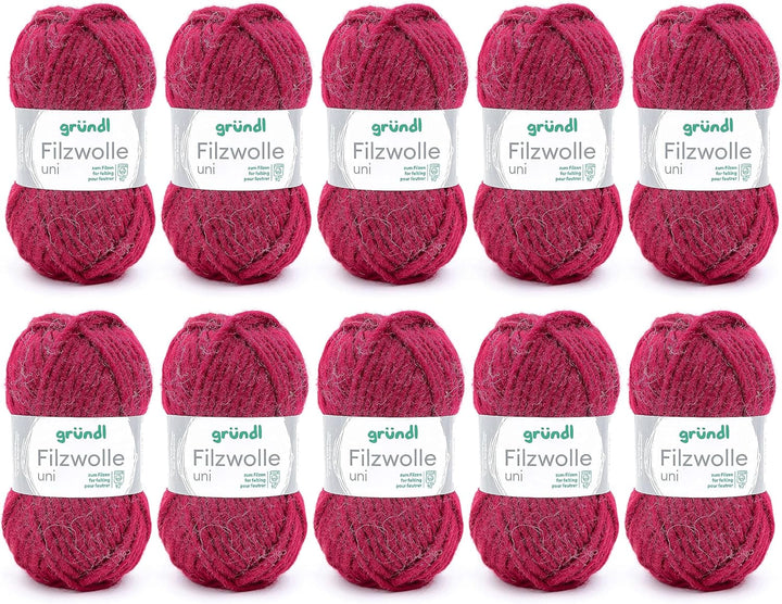 Gründl Filzwolle uni (Wolle zum Filzen, Stricken und Häkeln, Garn aus 100 % Schurwolle, 50 g / 50 m,