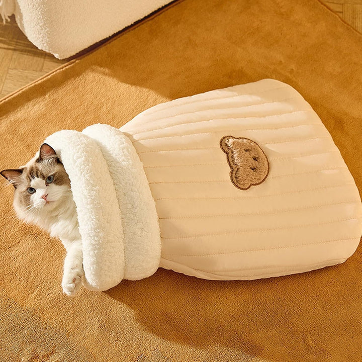 Katzenschlafsack, Schlafsack Für Katzen, Halbgeschlossenes Haustierschlafbett, Katzenbetthöhle Aus L