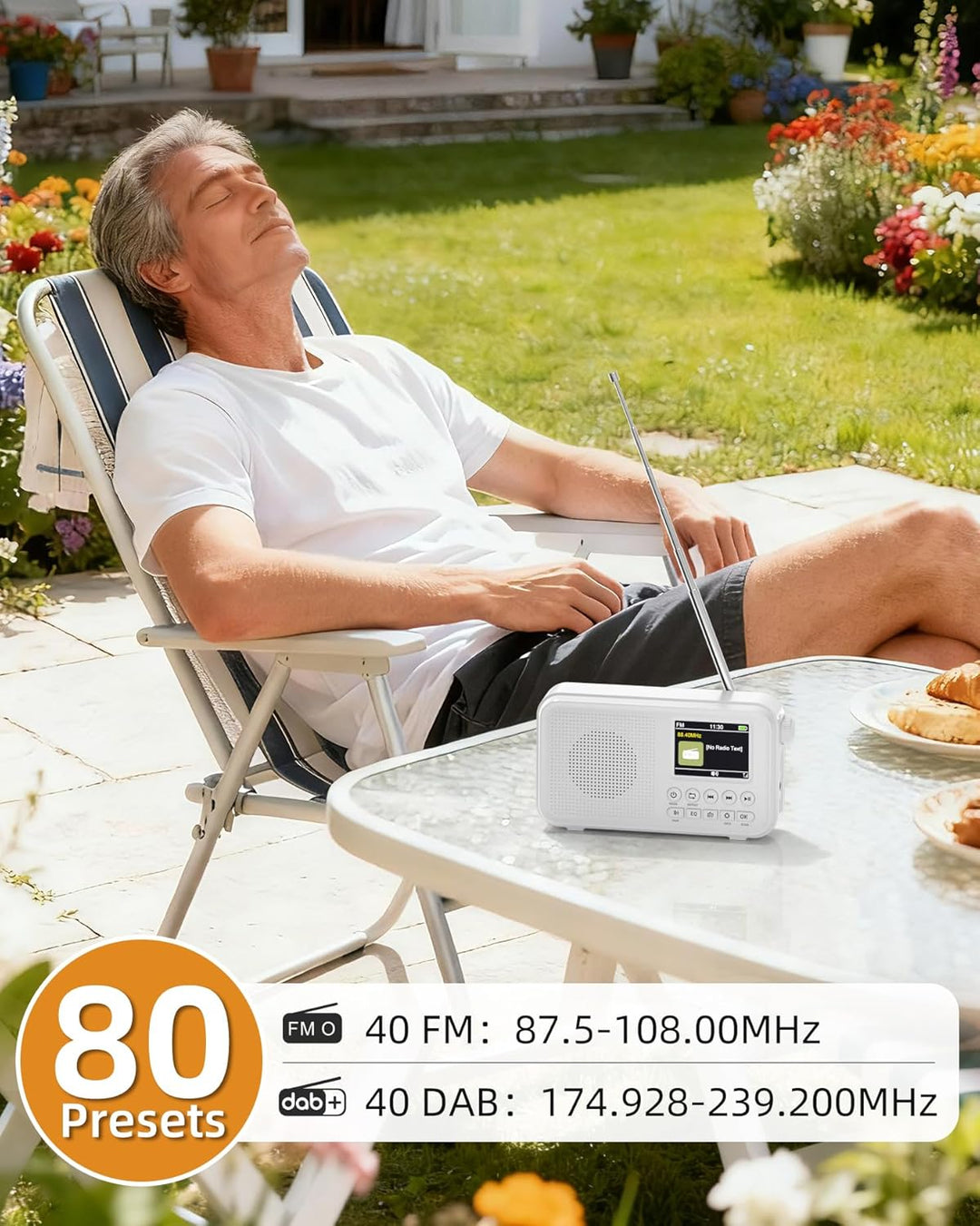 Tragbares DAB Radio, UKW-Digitalradio mit 2,4" Farbdisplay & Bluetooth & EQ Modi, Küchenradio mit Ka