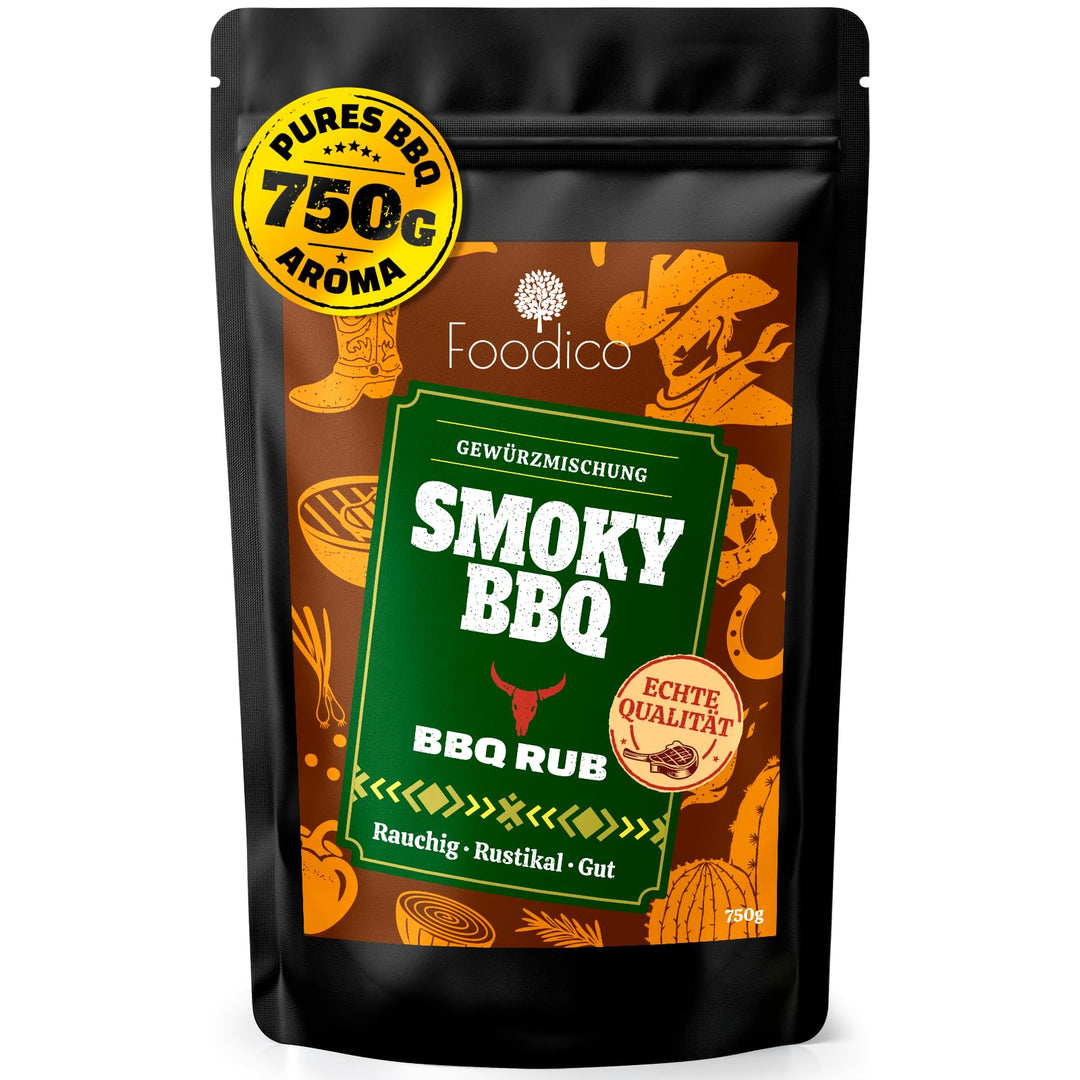 Foodico Smoky BBQ Rub 750g | Traditionell Herzhafte Gewürzmischung | Rauchig & Rustikal | Profi BBQ-