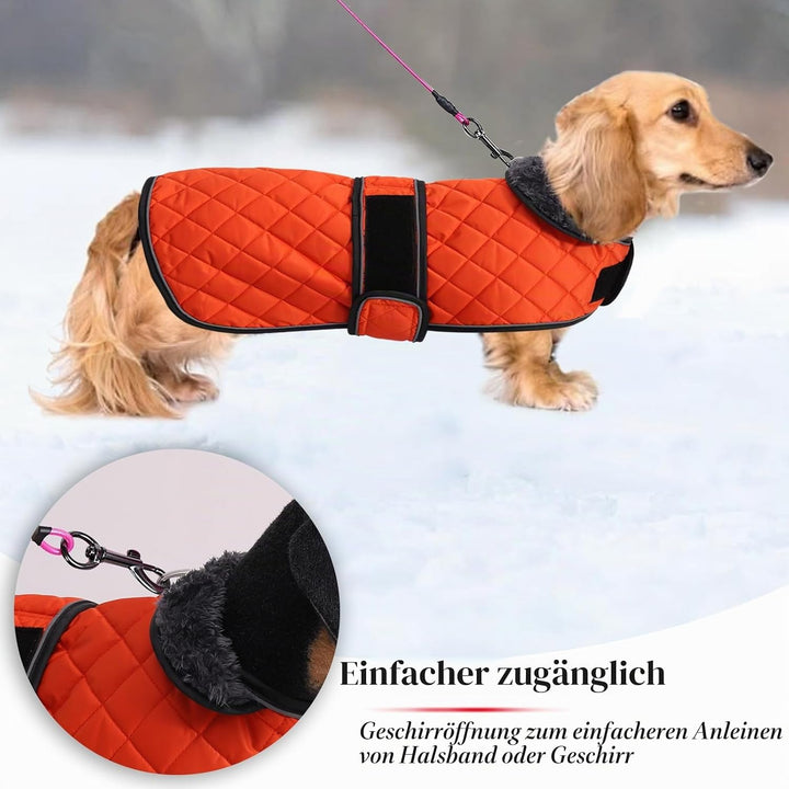 Geyecete - Warmer wintermantel für dackel Hunde,Hunde Winterjacken mit plüschfutter,Outdoor jacken m