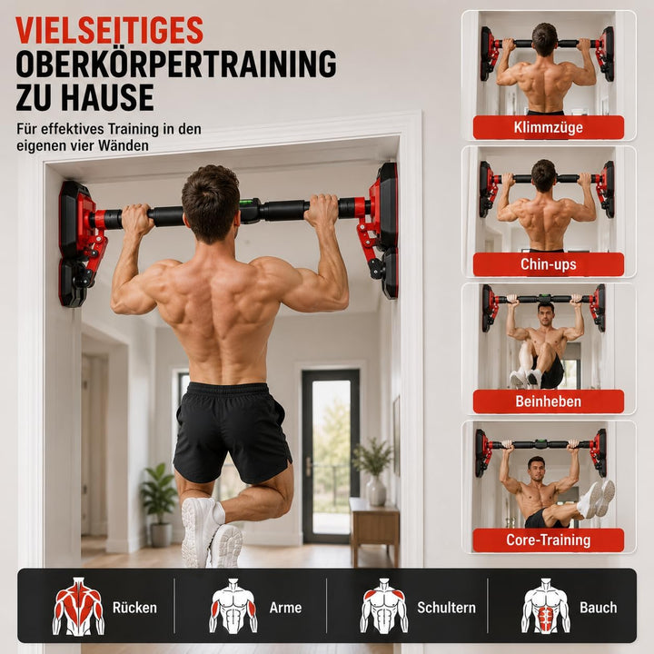 Klimmzugstange für Türrahmen ohne Bohren und Schrauben, 96–145 cm verstellbare Pull Up Bar, bis 400