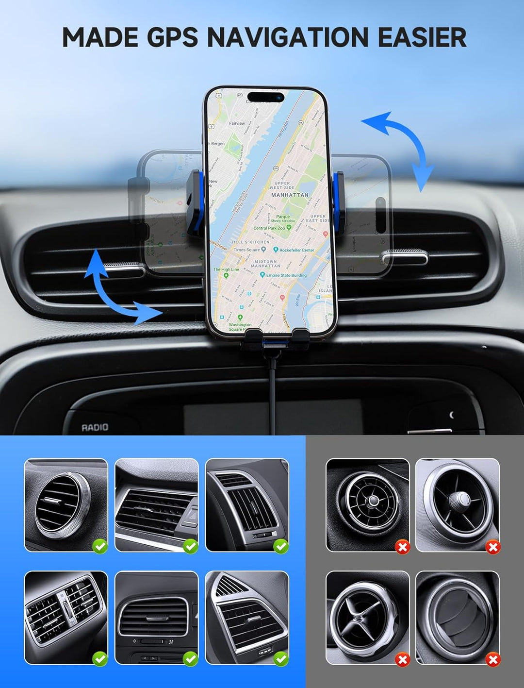 MOKPR Handyhalterung Auto mit Ladefunktion, 15W Handyhalterung Auto Induktives Laden für Entlüftungs