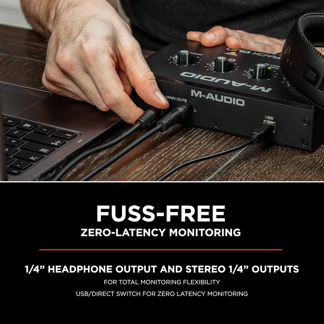 M-Audio M-Track Duo & HDH40 – USB Audio Interface für Aufnahmen und Over-Ear Studiokopfhörer
