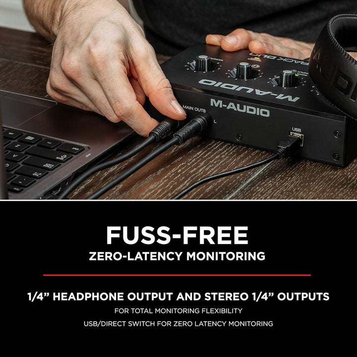 M-Audio M-Track Duo – USB Audio Interface für Aufnahmen, Streaming und Podcasting, mit dualen XLR, L