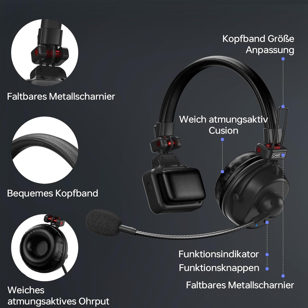 cametv Waero-PRO 1.9GHz Wireless Intercom Headset System Noise Cancellation A/B Group 1700ft(518m) Z