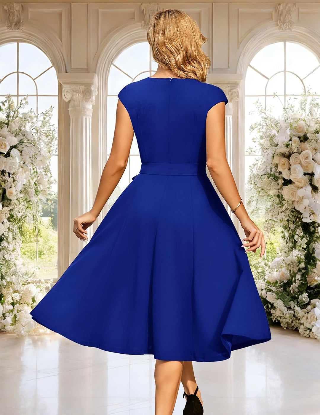 DRESSTELLS Cocktailkleid Damen Elegant Weihnachts 1950er Vintage A-Line Swing Knielang Festlich Wint