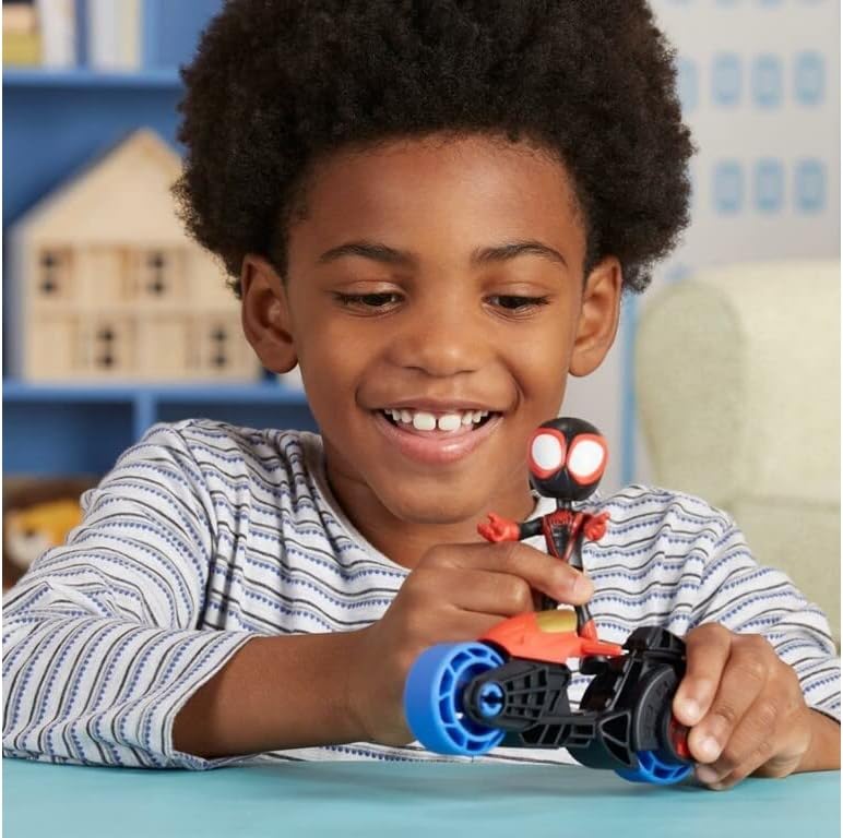 SPIDEY AND HIS AMAZING FRIENDS Marvel Miles Morales: Spider-Man Action-Figur, Spielzeug-Motorrad, Sp