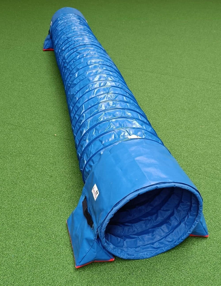 Callieway® Dog Agility Tunnel Turnier mit 60cmØ, 360° FullGrip (5m, blau) 5m blau, 5m blau