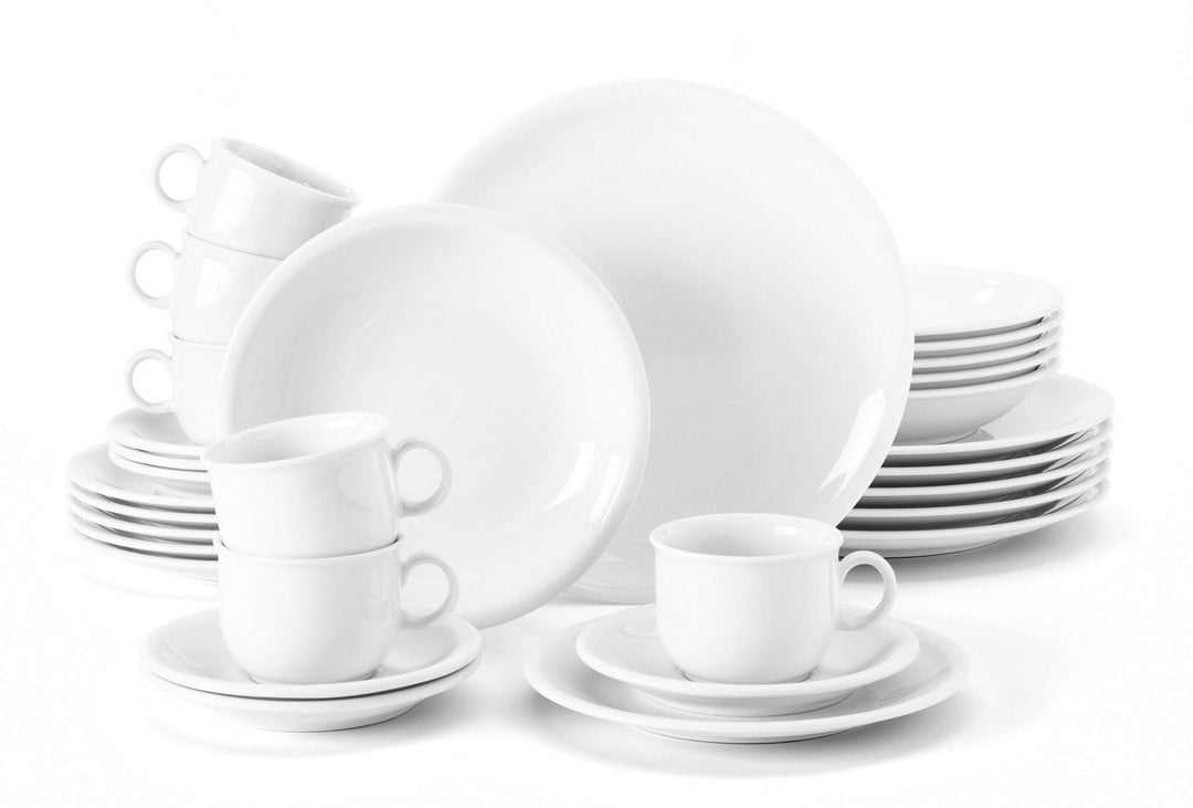 Seltmann Weiden 001.716175 Compact Weiss Kombiservice 30-teilig, Weiss/Uni