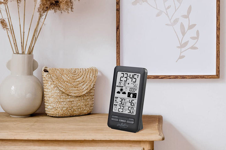 infactory Digitale Wetterstation: Funk-Wetterstation mit Aussensensor, Prognose, Luftdruck und Mondp
