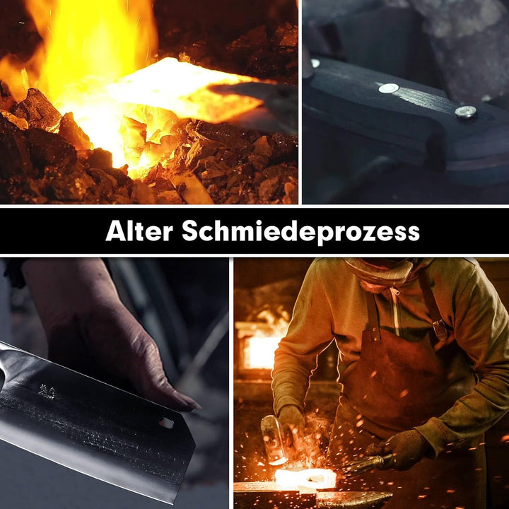 ENOKING Hackmesser, handgeschmiedetes Chinesisches Küchenmesser, Scharf Kochmesser Hochwertigem Deut
