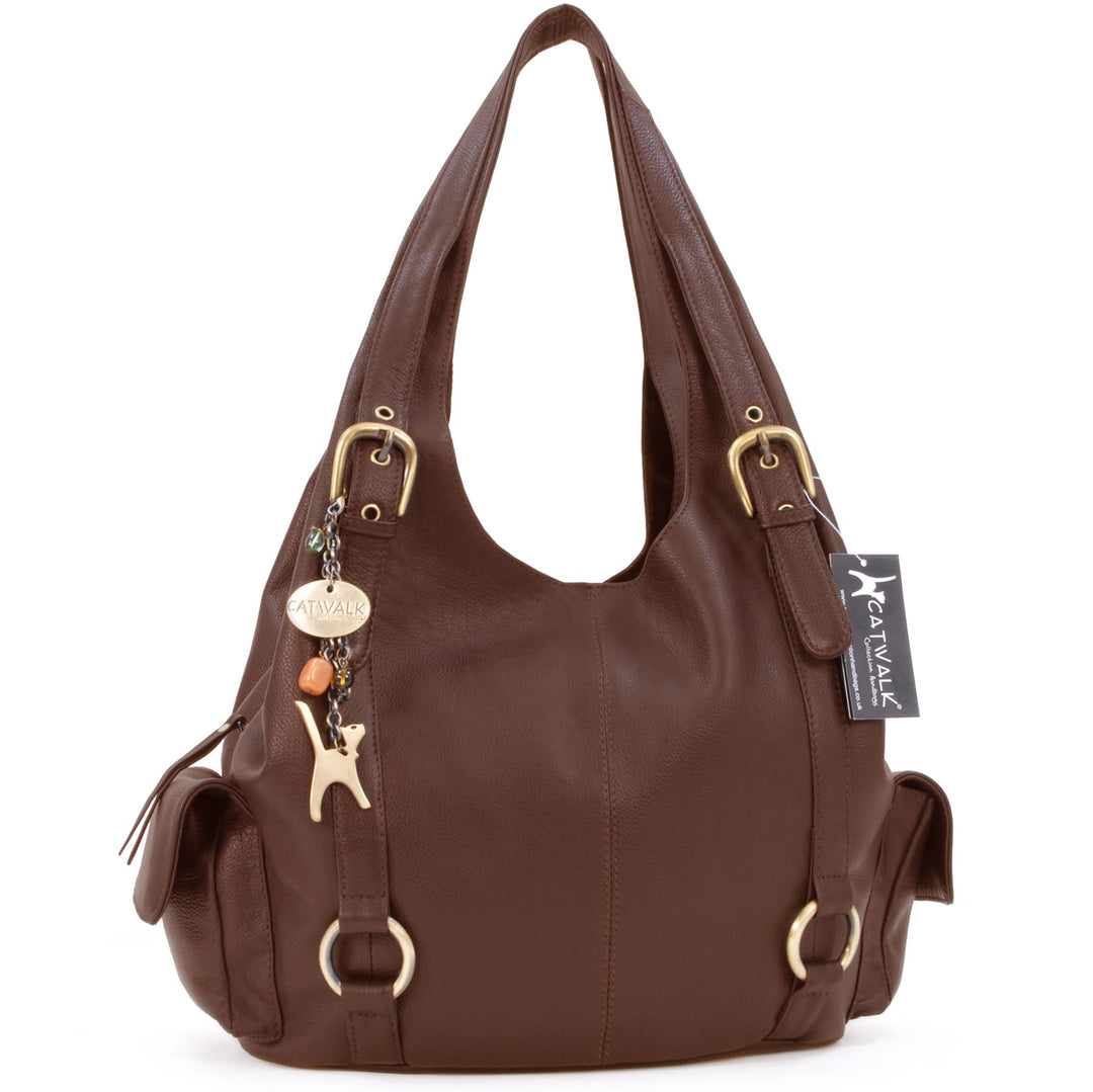 Catwalk Collection Handbags - Leder - Umhängetasche/Schultertasche - ALEX Braun, Braun