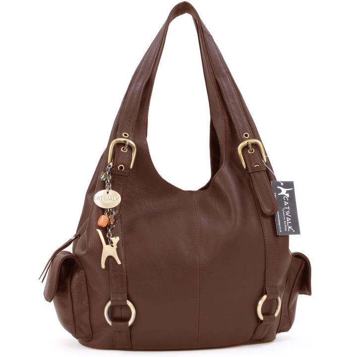 Catwalk Collection Handbags - Leder - Umhängetasche/Schultertasche - ALEX Braun, Braun