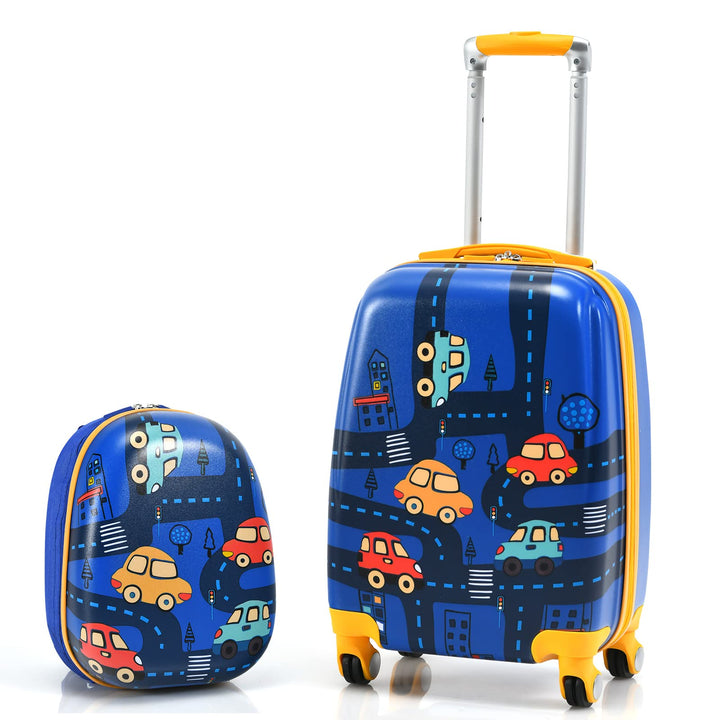 DREAMADE Kinderkoffer Jungen mit Rucksack 18"+12", 2 TLG. Kinderkoffer Set, Kindergepäck Trolley, Ki