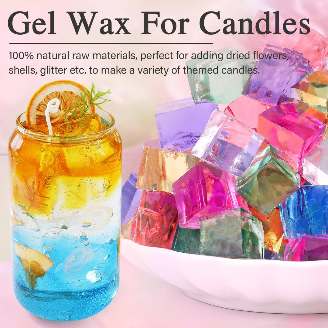 Blingfun 7 Farben Jelly Gel Wachs für DIY Kerze machen - 9pcs Non-Toxic duftende Gel Wachs Kit, lang