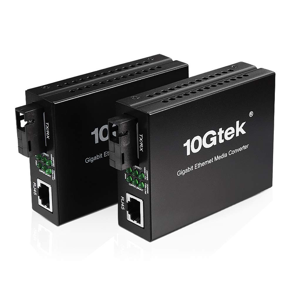 H!Fiber.com EIN Paar Gigabit Ethernet LWL Medienkonverter, Built-in Bidi Singlemode Simplex SC Trans