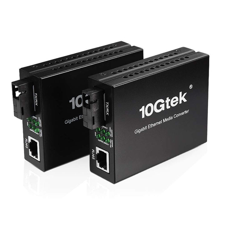 H!Fiber.com EIN Paar Gigabit Ethernet LWL Medienkonverter, Built-in Bidi Singlemode Simplex SC Trans