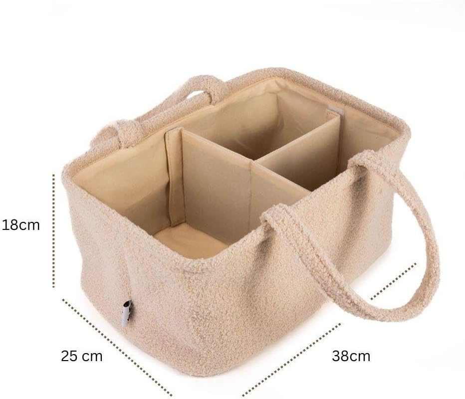 Windelkorb Baby aus weichem Teddystoff – Wickelorganizer für Wickeltisch & Wickelkommode, Diaper Cad