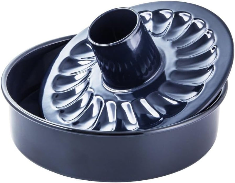 Dr. Oetker Garantieform Ø 28 cm Back-Liebe Emaille mit Flachboden und Rohrboden – Runde Ring-Backfor