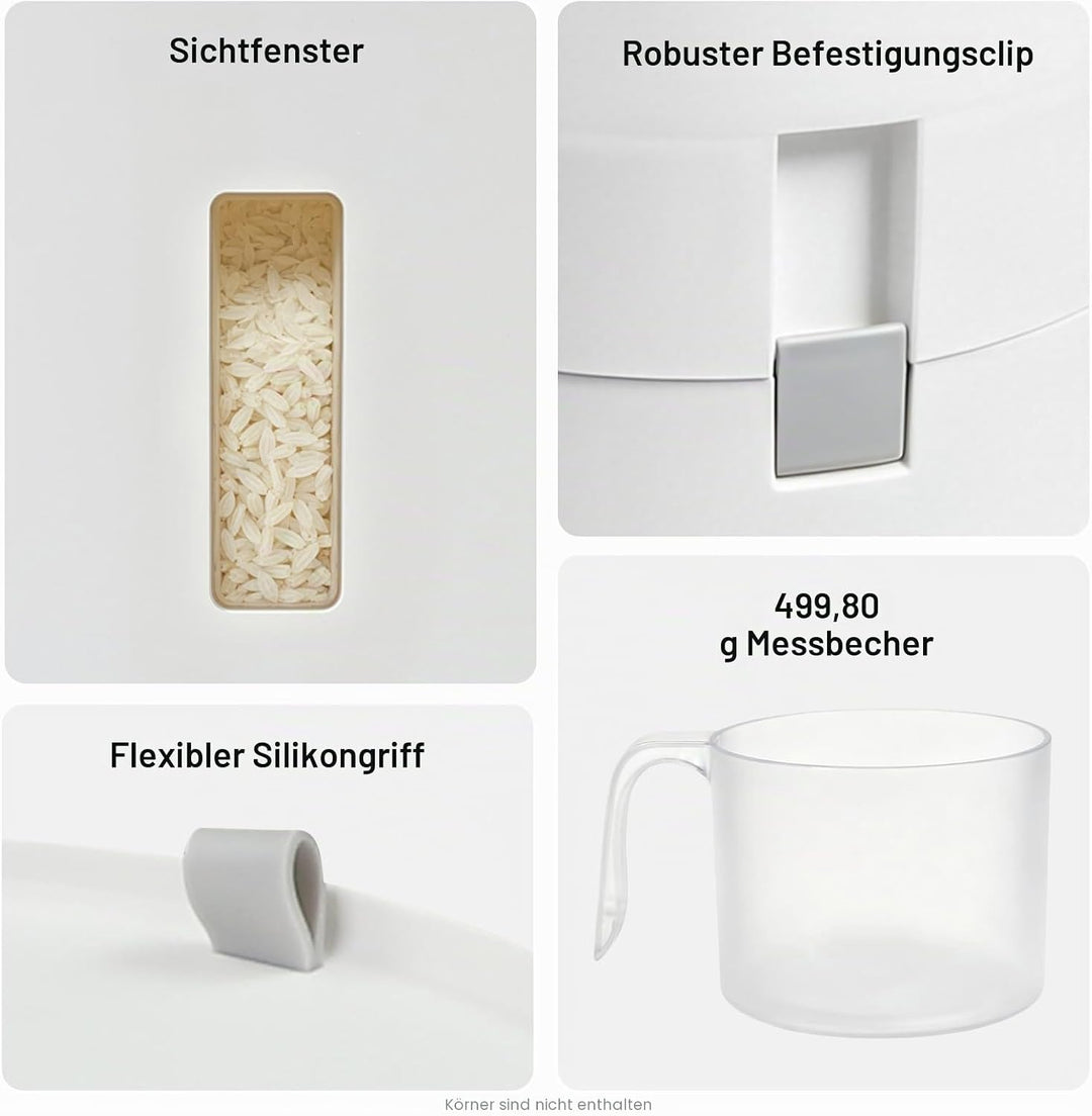 EurHomePlus Reisspender 6kg/10kg Food Storage Box Reisvorratsbehälter, Messbecher mit Skala, Luftdic