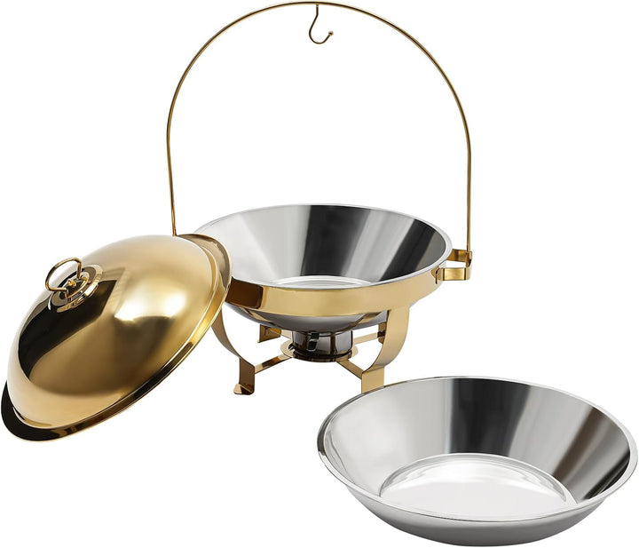 1 Stück Rund Chafing Dish Set 8L Speisenwärmer Edelstahl Buffet Wärmebehälter für Hotels, Cafés, Res