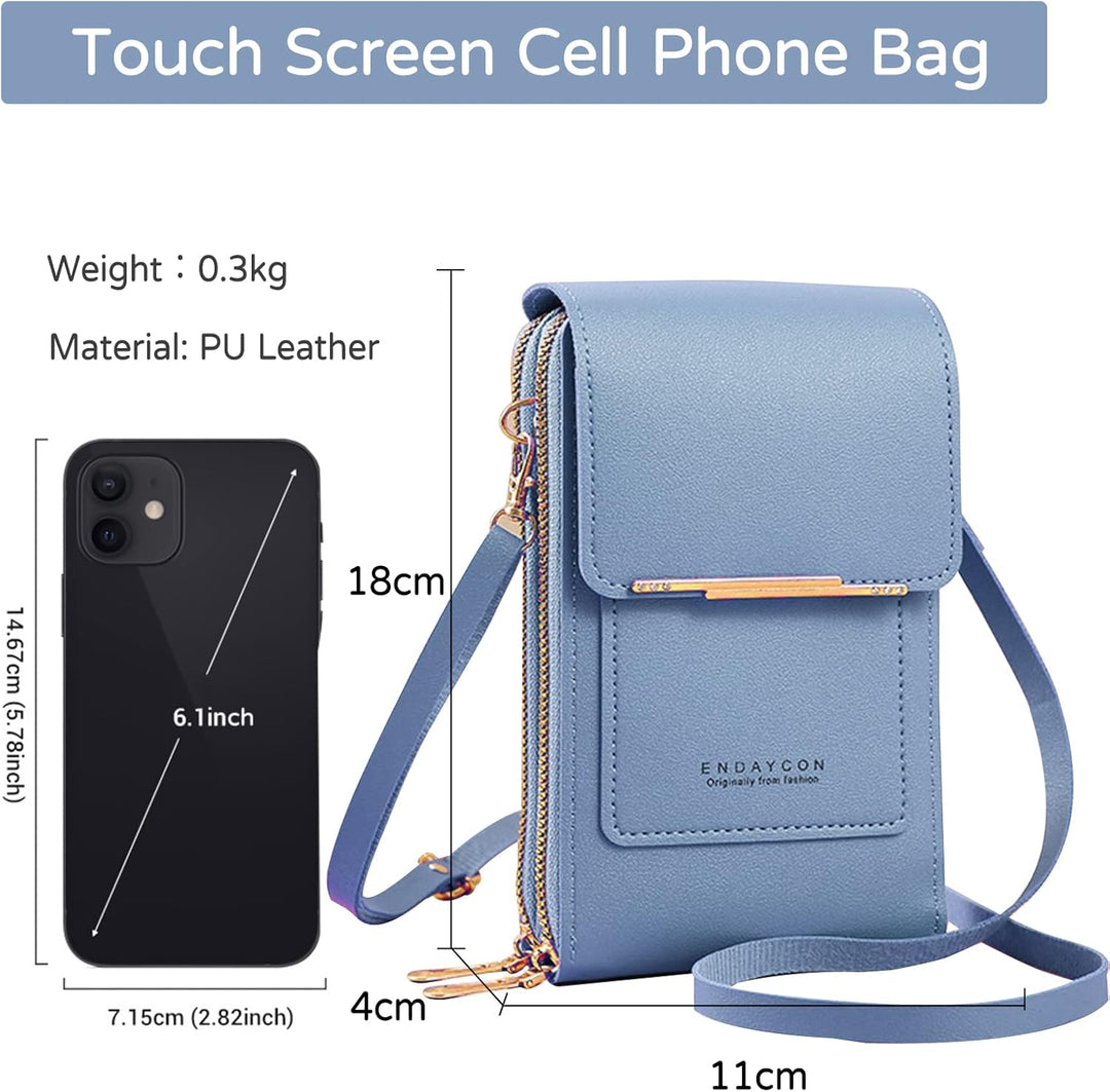 PORRASSO Handy Umhängetasche Touchscreen Crossbody Kleine Handytasche Mädchen Schultertasche PU Wass