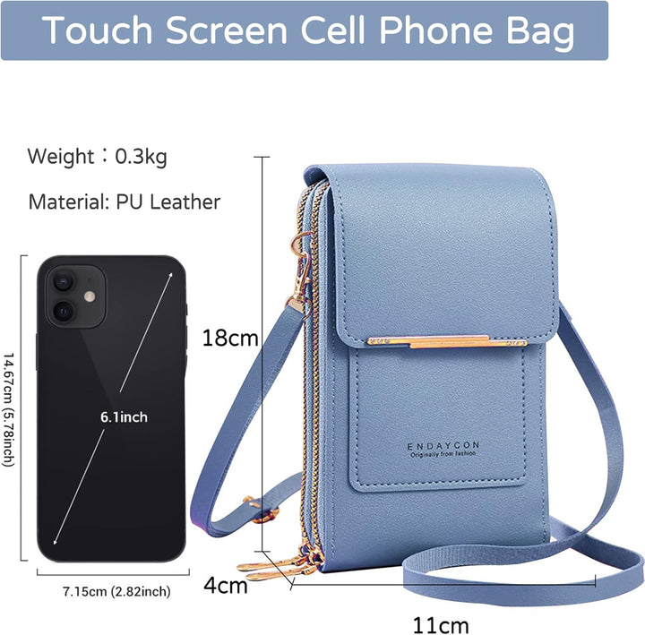 PORRASSO Handy Umhängetasche Touchscreen Crossbody Kleine Handytasche Mädchen Schultertasche PU Wass