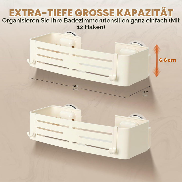 Lekesky Duschablage Ohne Bohren, Starke Saugnäpfe, Rostfreies Aluminium Badezimmer Regal &amp; Organizer