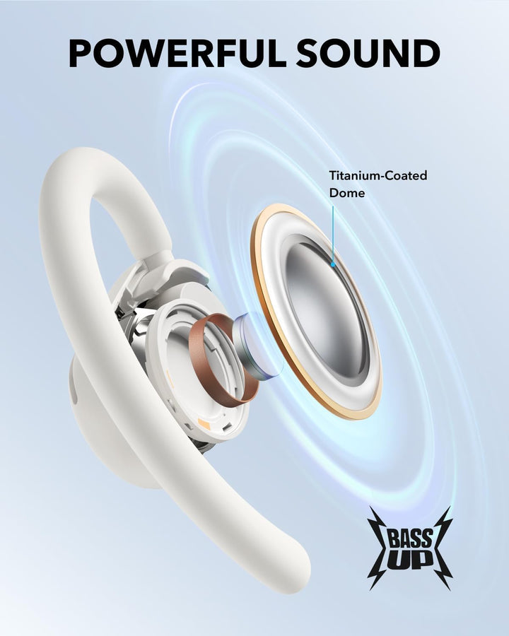 soundcore Anker V20i Open-Ear Headphones, Adjustable Ear Hooks, Noise-Free Calls, IP55, LED, 36 Hour