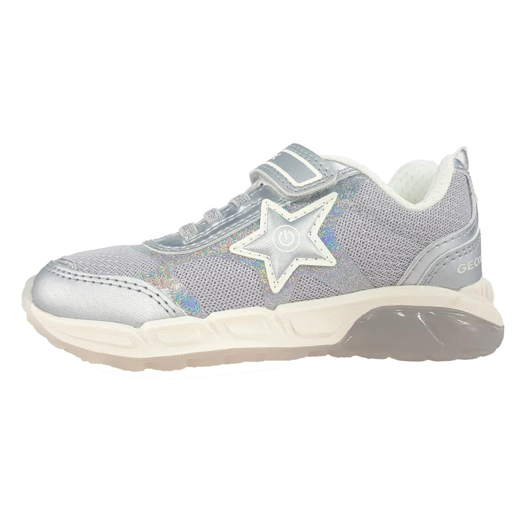 Geox Mädchen J Spaziale Girl A Sneaker 32 EU Silber, 32 EU Silber
