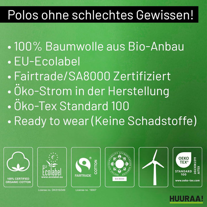 huuraa Herren Polo Shirt Pfälzer mit Herz Bio Baumwolle Fairtrade Oberteil Grösse S-3XL mit Motiv fü