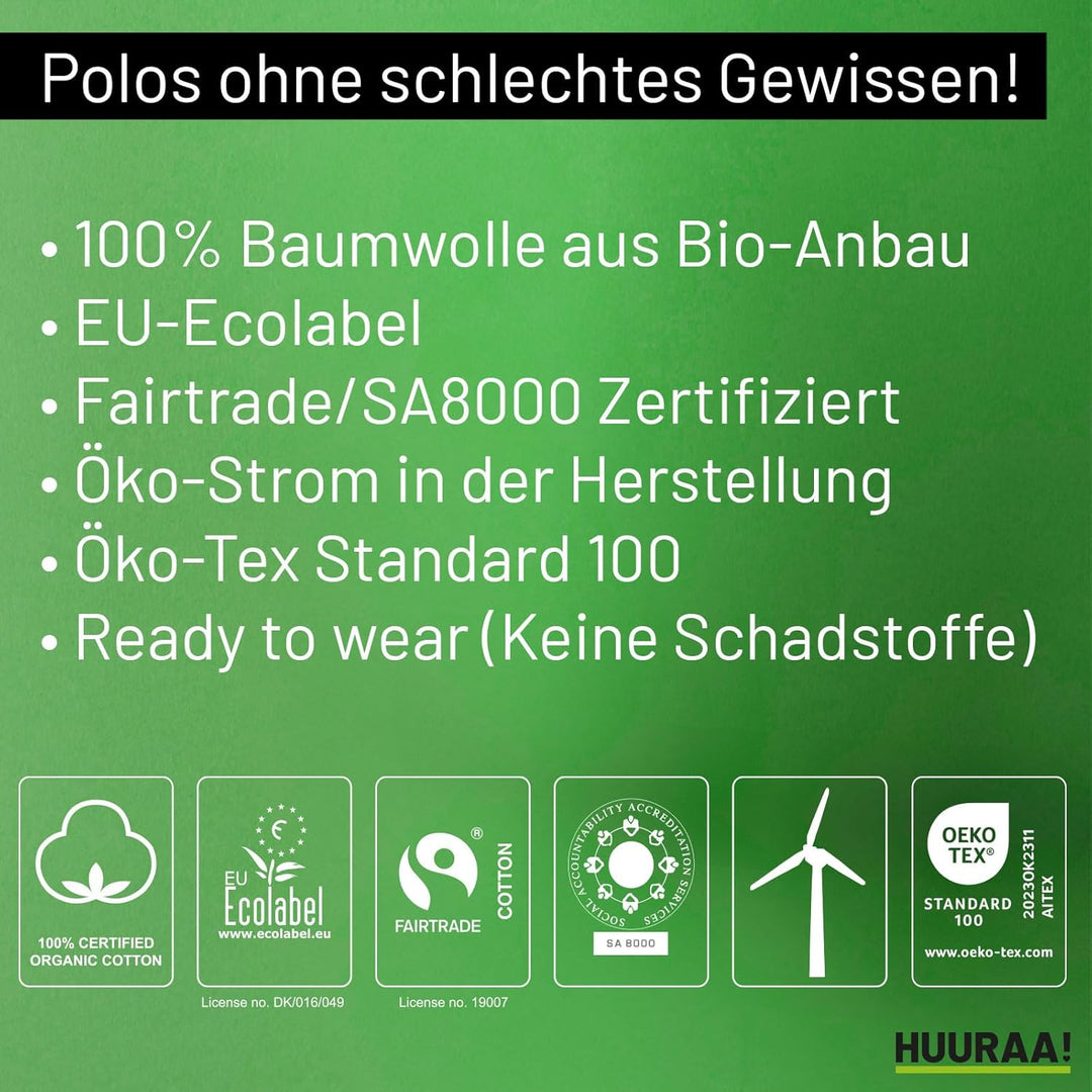 Huuraa Damen Polo Shirt Rabe Silhouette Geschenk Grösse XS-XXL Bio Baumwolle Fairtrade Rabe Geschenk