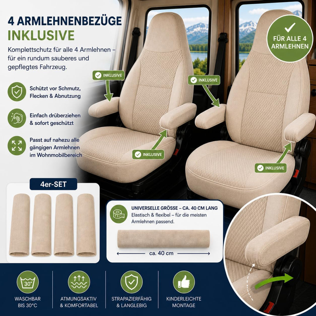 Generisch Sitzbezüge für Wohnmobile, Pilotsitze, Fahrersitz und Beifahrersitz, 2 Sitzer, hochwertige