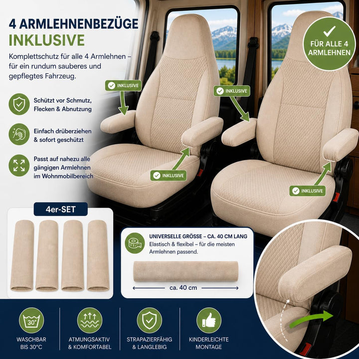 Generisch Sitzbezüge für Wohnmobile, Pilotsitze, Fahrersitz und Beifahrersitz, 2 Sitzer, hochwertige
