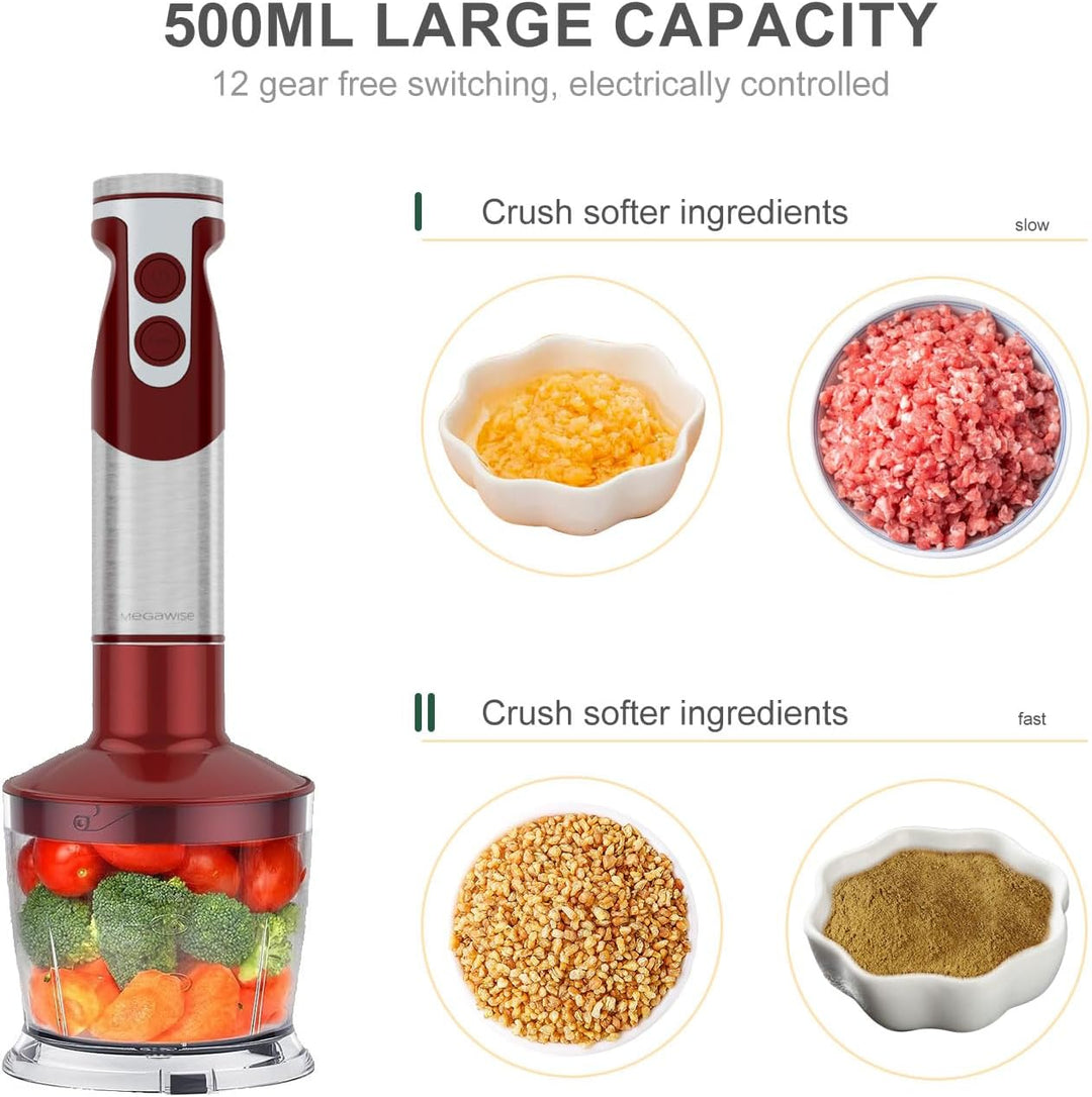 MegaWise 5-in-1 Stabmixer-Set, 400W Stabmixer mit variabler Geschwindigkeitsregelung, inklusive Schn
